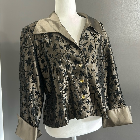 J.S. Collections green/black Beaded Blazer - Picture 1 of 4